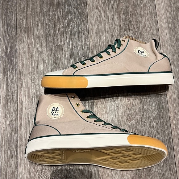 PF Flyers High-Top Beige/Green/White - Picture 2 of 5